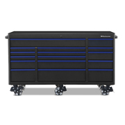 Montezuma Tool Cabinet, 16 Drawer, Black/Blue, 72 in W x 30 in D BKM723016TC